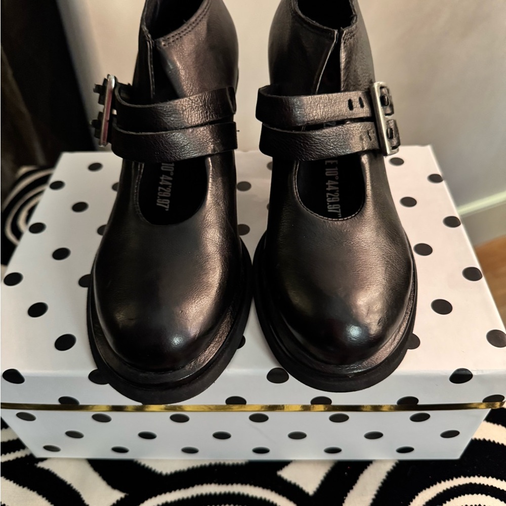 A.S.98 Black Leather Heels